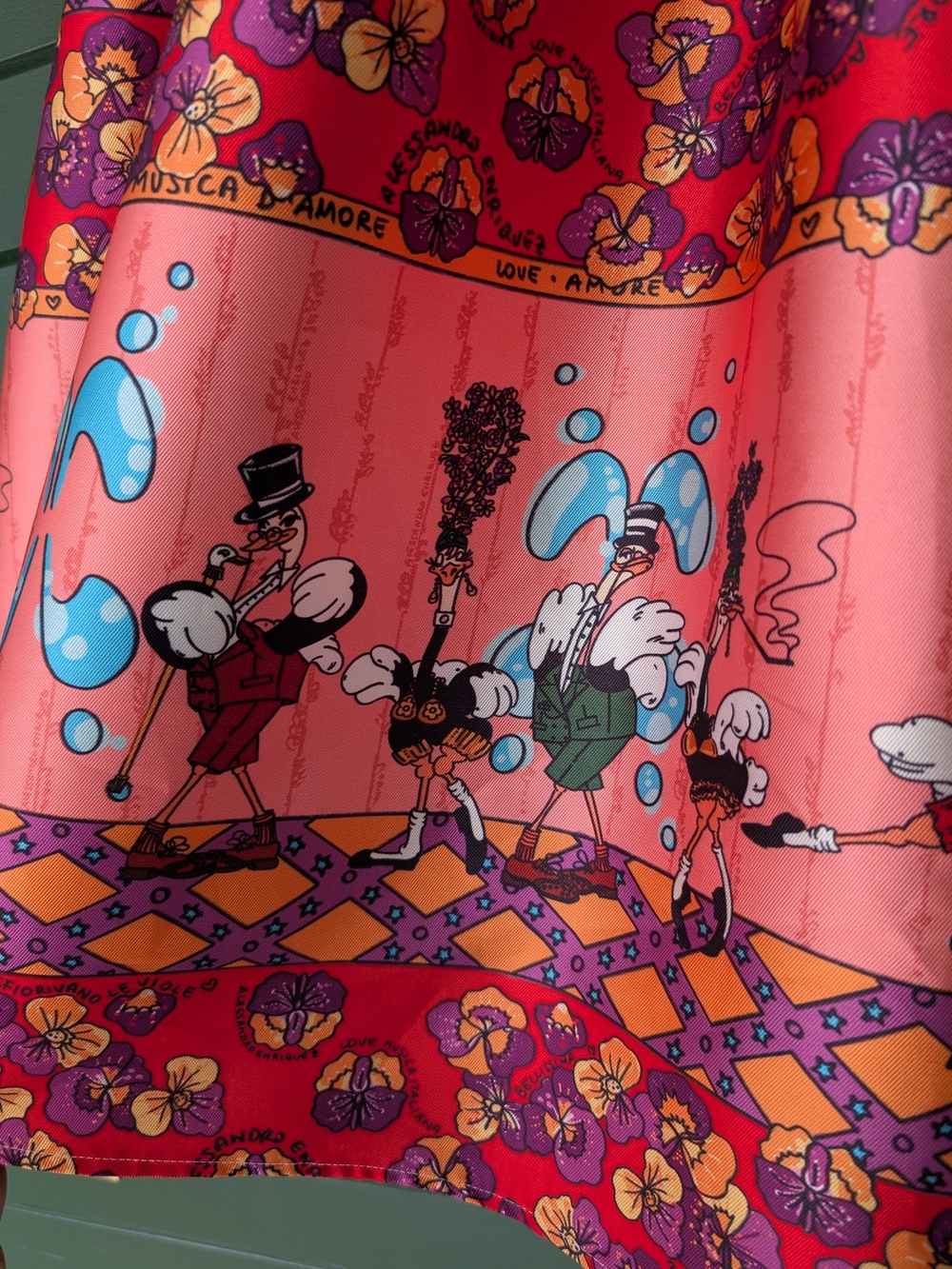 Playful Italian Designer A-Line Midi Skirt - Picture 2 of 7